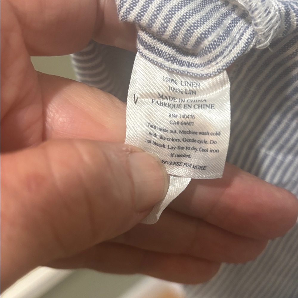 Faherty Isha Blue stripe linen dress x large - Picture 7 of 8